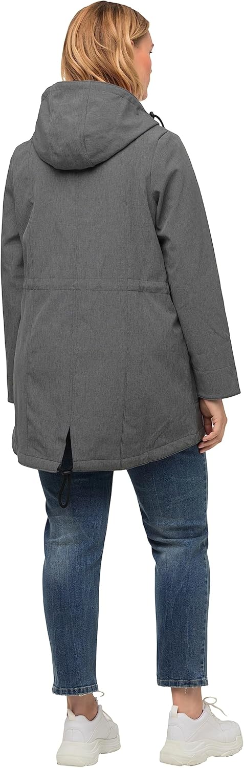 Ulla Popken Damen Funktionsjacke, Softshelljacke Gebondet mit Vlies Jacke, Schwarz