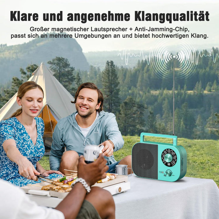 Tragbares Radio AM,FM,SW,UKW Kofferradio Netz und Batteriebetrieb, mit Bestem Empfang, Eingebautem L