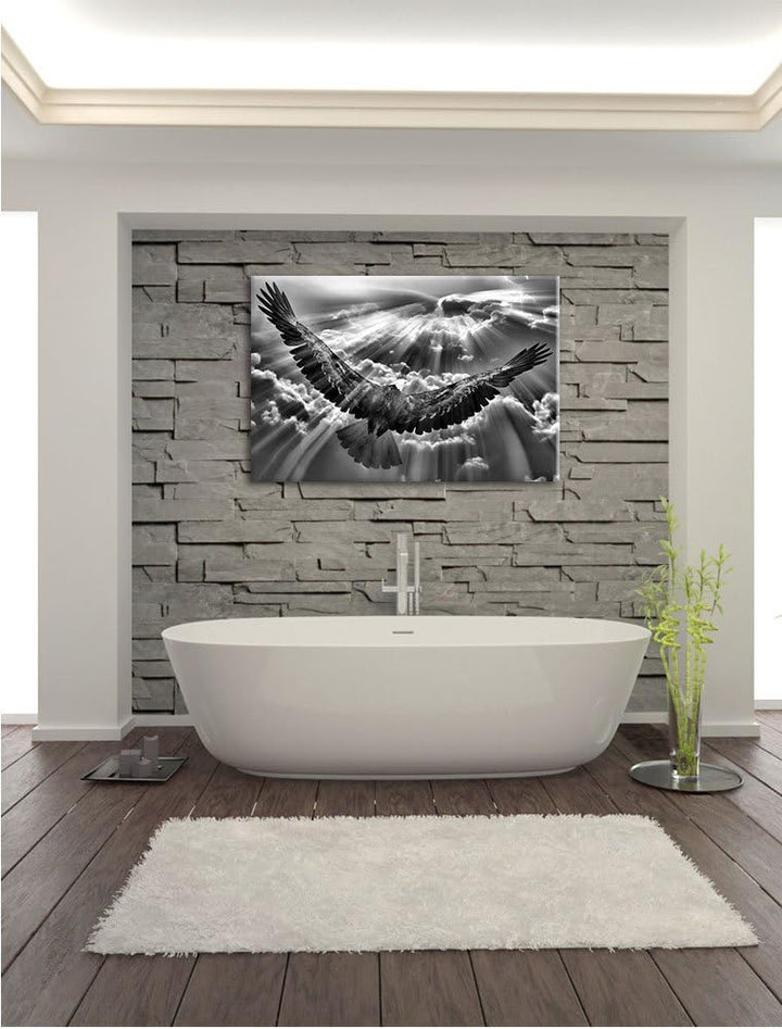 Pixxprint Monocrome, Adler über den Wolken, Format: 100x70 auf Leinwand, 100x70
