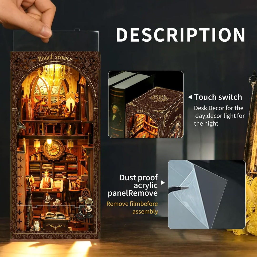 LUMYCE Book Nook Kit für Erwachsene Holzpuzzle DIY Miniatur Haus 3D Puppenhaus - Buchstütze für Büch