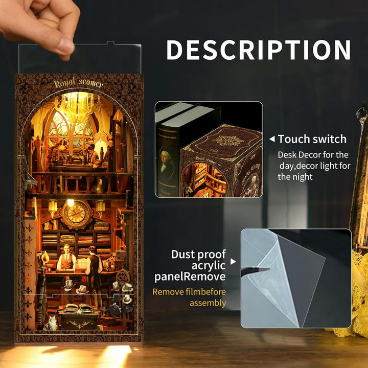 LUMYCE Book Nook Kit für Erwachsene Holzpuzzle DIY Miniatur Haus 3D Puppenhaus - Buchstütze für Büch
