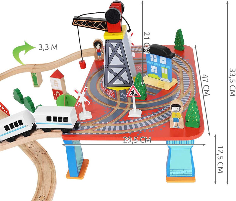 Iso Trade Train Track Wooden Toys Set 88 Teile Railway Kids Educational Accessories 9363 Slot, Track