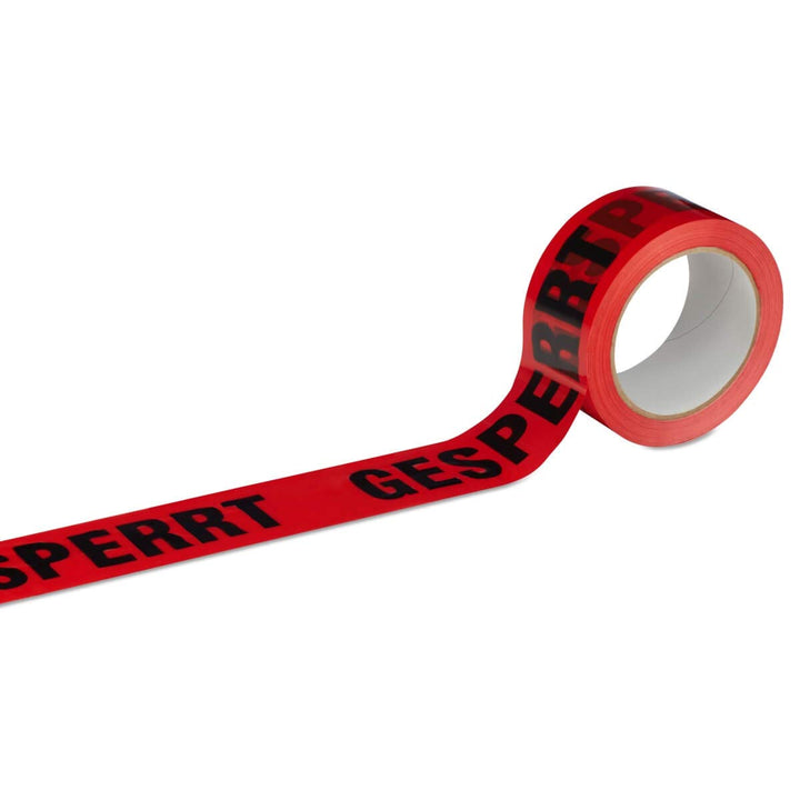 Klebeband Packband GESPERRT 6 Rollen rot mit schwarzem Druck - 50 mm breit x 66 m lang, 6 Rollen