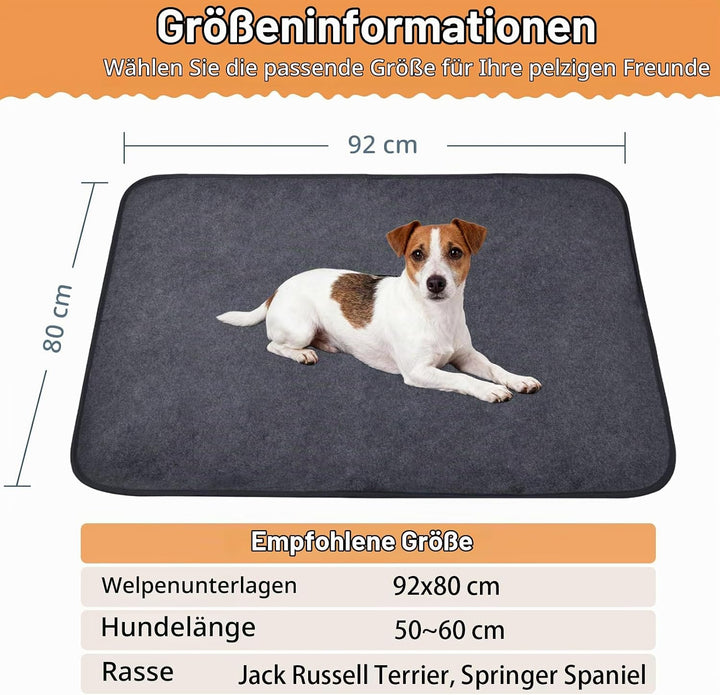Inkontinenzunterlage Waschbar, 2er Set 92x80 cm Hundedecke Wasserdicht PIPI Matten für Hunde, Welpen