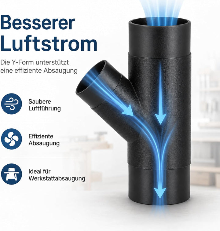 Y Stück 100mm, Absaugung Werkstatt, Y stück 100mm Abluft Adapter inkl. 3 Schlauchklemmen, Absaugung
