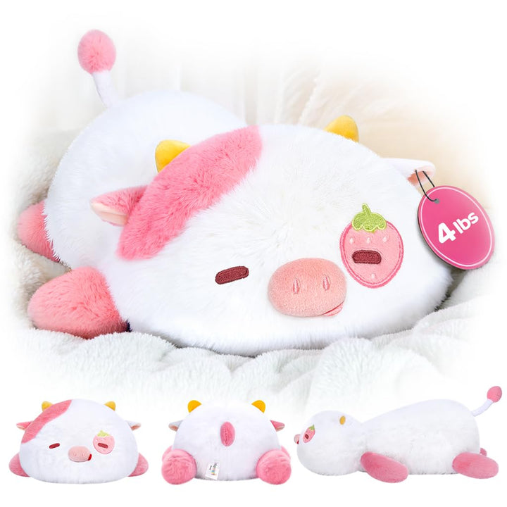Mewaii Weighted Plüsch Erdbeer Kuh Kuscheltier 58cm,1.8kg (4.0 lbs) Kawaii Plüschtiere für Kinder,Ko