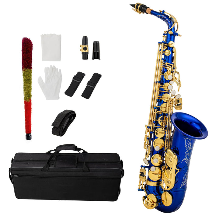 Btuty Eb Alt-Saxophon Messing E Flat Sax 802 Schlüsseltyp Holzblasinstrument mit Reinigungsstab Stof