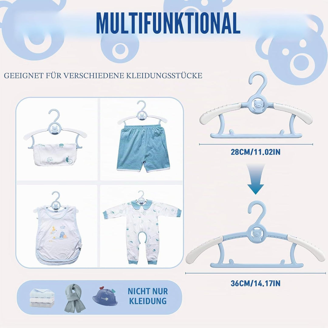 HGYZE Baby Mitwachsende kleiderbügel Kinder, Stapelbare Hanger + Haken + Hosenständer, rutschfest Ba
