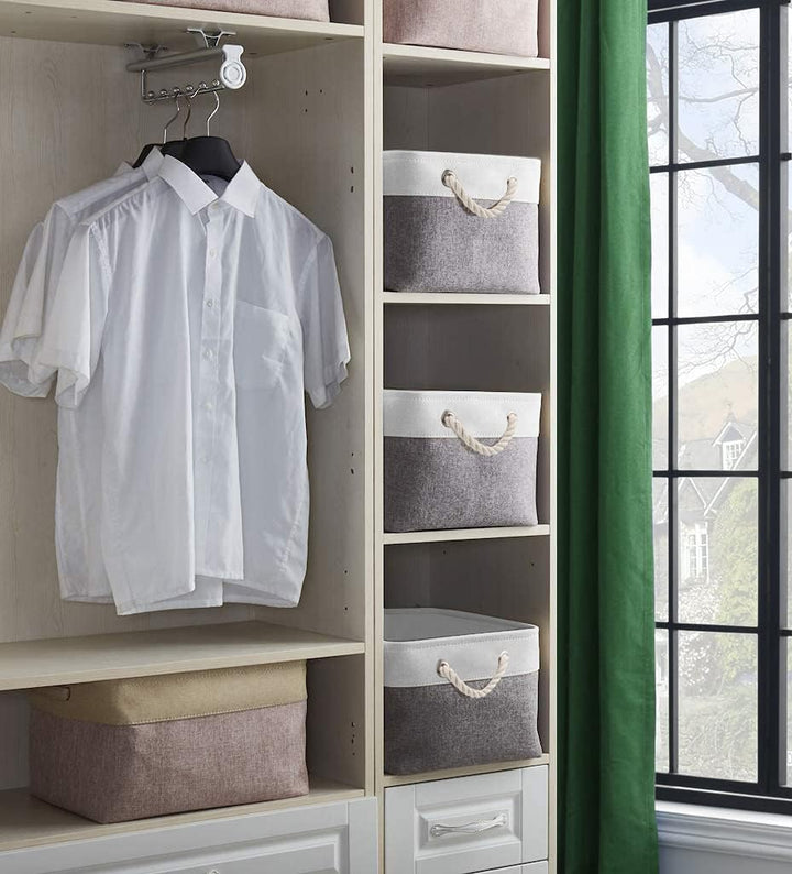 Mangata aufbewahrungskorb Stoff 4er Set, aufbewahrungsbox gross Schrank, Korb aufbewahrung Stoff mit