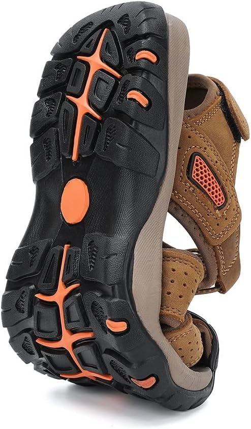 FLARUT Sandalen Herren Outdoorsandalen Sommer Wanderschuhe Trekkingsandalen Leder Strand Wandersanda