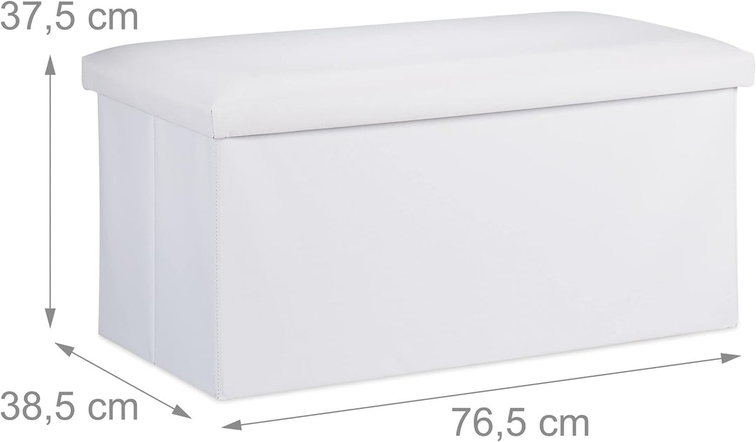 Relaxdays Sitzbank mit Stauraum, Kunstleder, faltbar, gepolstert, Flur, Schlafzimmer, HBT 37,5 x 76,