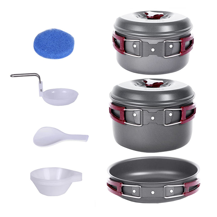 Bulin Camping Kochgeschirr Set Tragbar Outdoor Geschirr Set Aluminium Faltbare Camping Topf Kochtopf