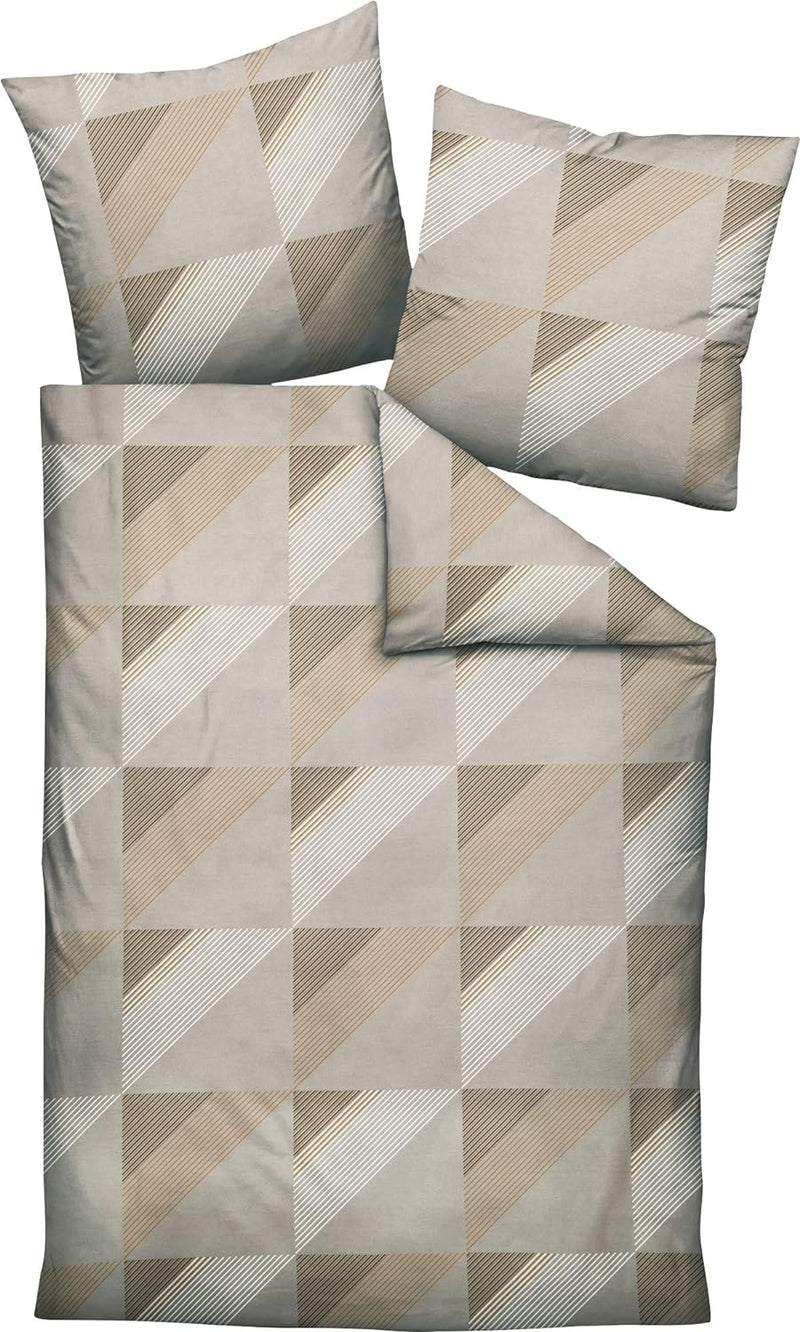 Janine Mako-Satin-Bettwäsche J.D. 155x220 cm + 80x80 cm Taupe, 155x220 cm