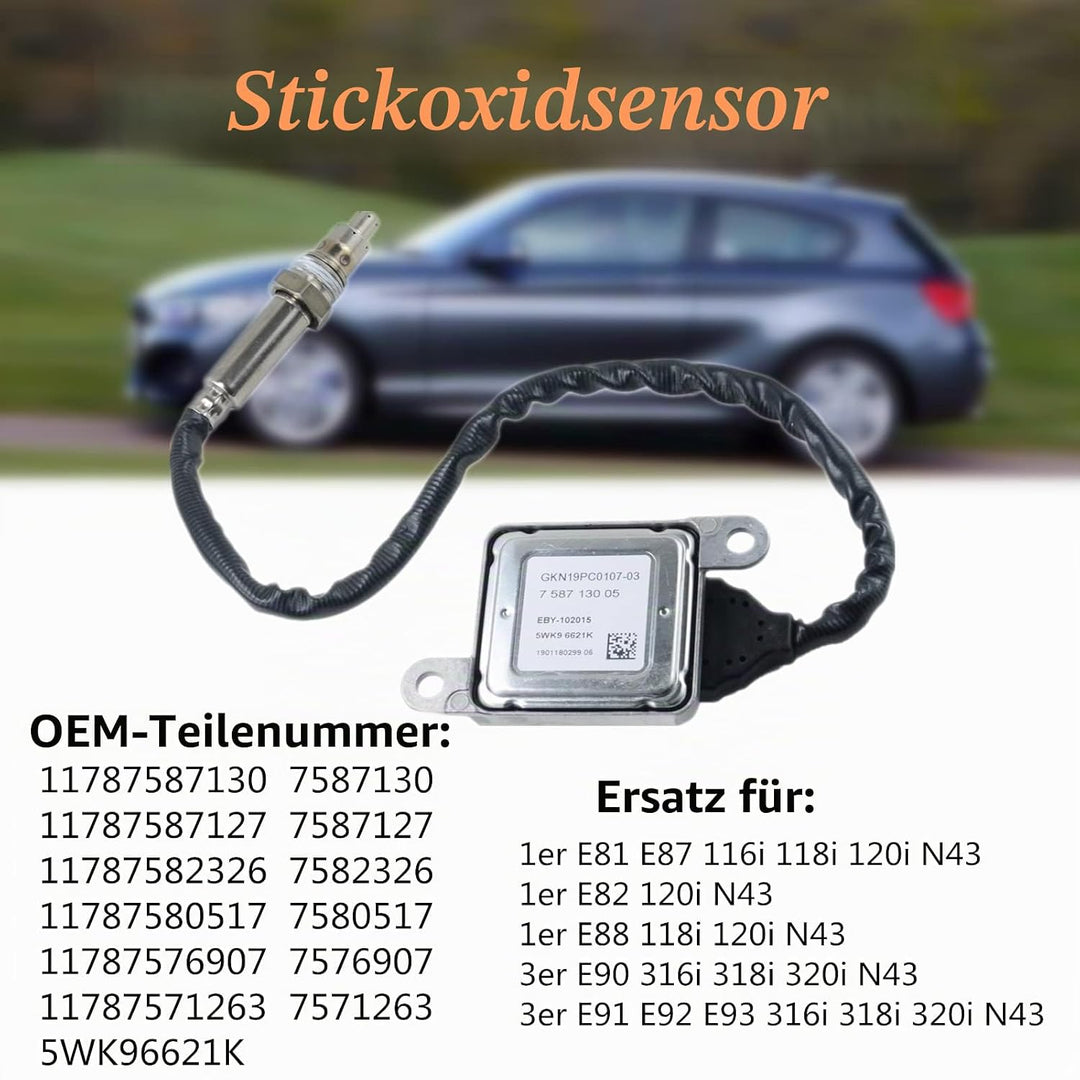 Bisenya 11787587127 NOX SENSOR Kompatibel mit B-M-W 1er E81 E82 E87 E88 3er E90 E91 E92 LCI N43 1178