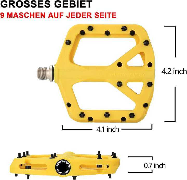 FIFTY-FIFTY Fahrradpedale, Nylon Composite MTB Pedale, rutschfest Mountainbike Pedale, 9/16 Zoll Fla