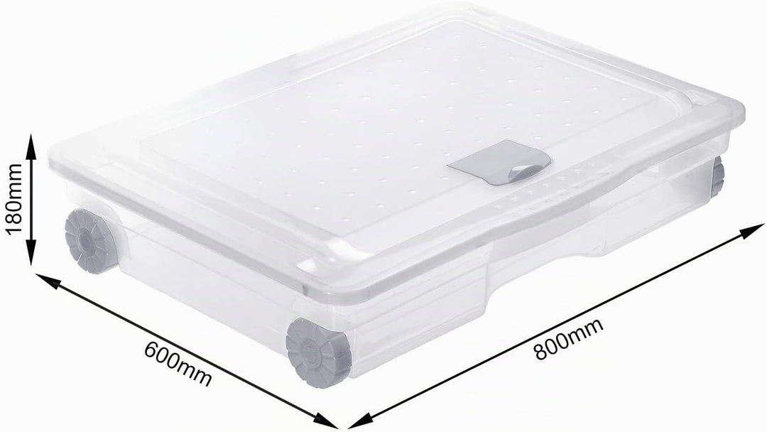 Unterbettbox 60l mit Deckel und Rollen