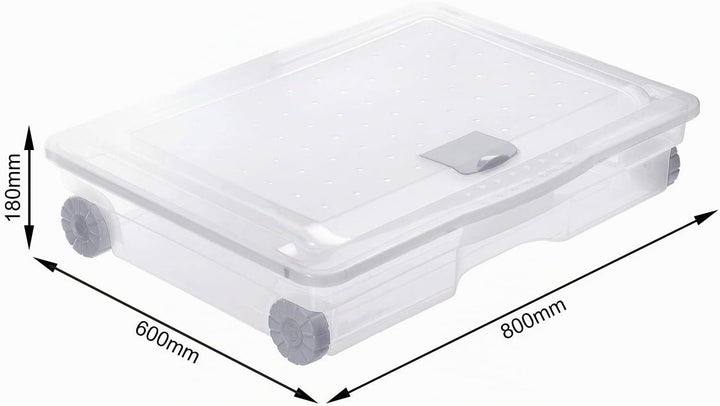 Unterbettbox 60l mit Deckel und Rollen
