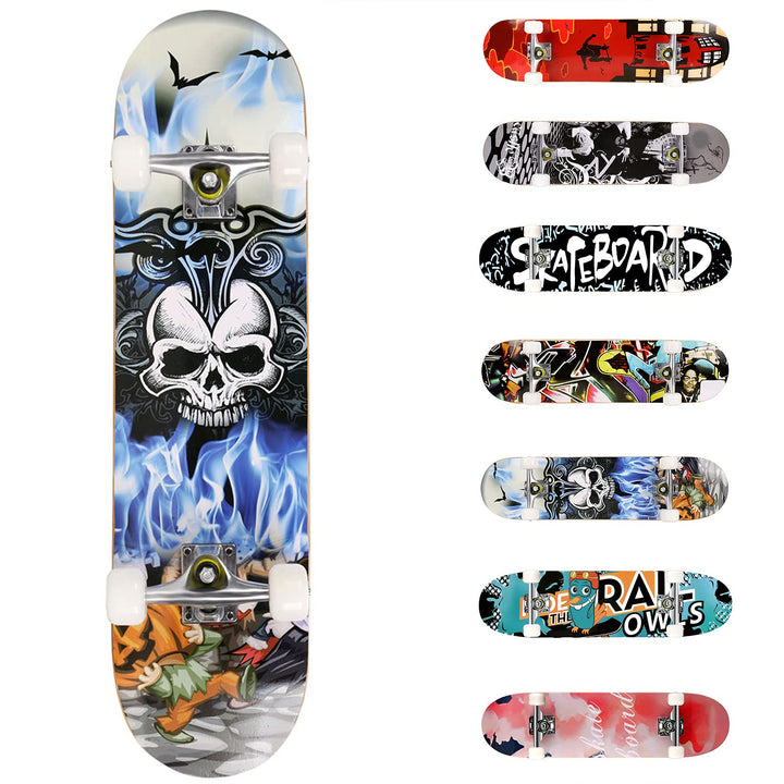 Hikole Skateboard, Komplettboard, Skateboard, Skateboard, Holz, 79 x 20 cm, kanadisches Ahorn, 89 A,