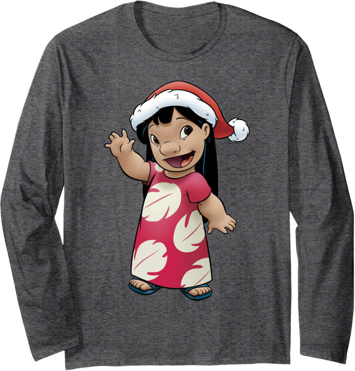 Disney Lilo & Stitch Christmas Lilo Santa Hat Portrait Langarmshirt
