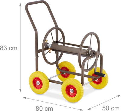 Relaxdays Schlauchwagen, bis 60 m, 4 Vollgummireifen, Klickkupplung, Schlauchtrommel Metall, Schlauc