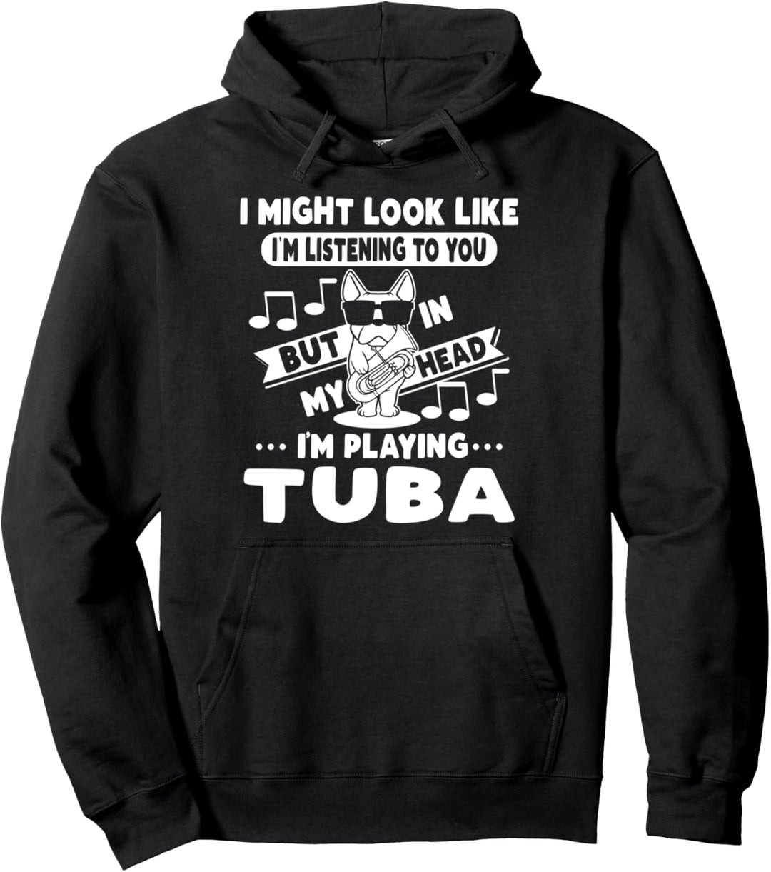Hund mit Tuba Musik Instrument Orchester Tubist Tuba Pullover Hoodie