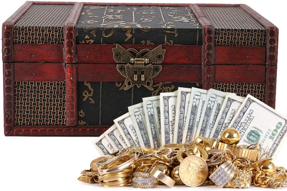 Aufbewahrungsbox aus Holz im Vintage-Stil Grösse Buch Schmuck Organizer Dekorative Schatzbox Altmodi
