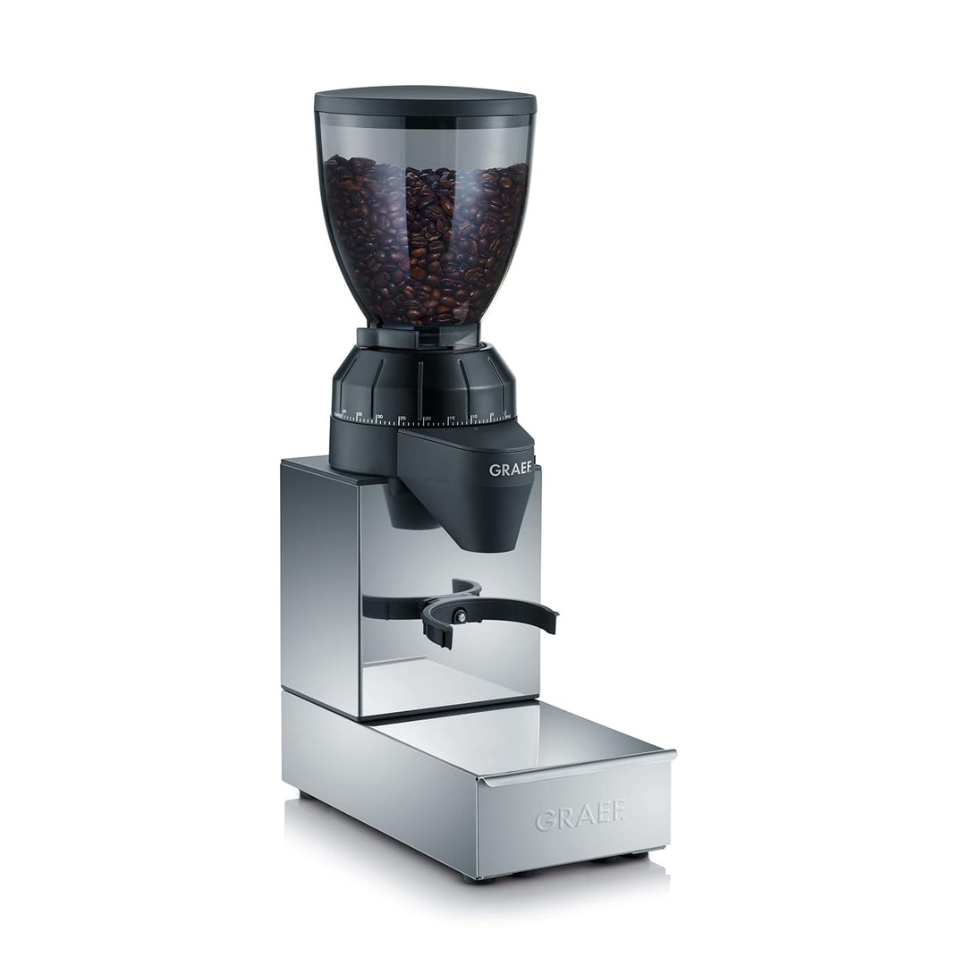 GRAEF Kaffeemühle CM850, Kegelmahlwerk aus Edelstahl, 40 Mahlgradeinstellungen, abnehmbarer 350g Kaf