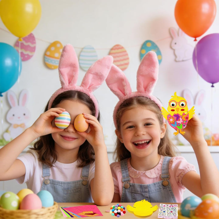 PIujsym 12 Stück Bastelset Ostern Kinder Filz Küken - Oster Bastelset DIY Anhänger zum Aufhängen & D
