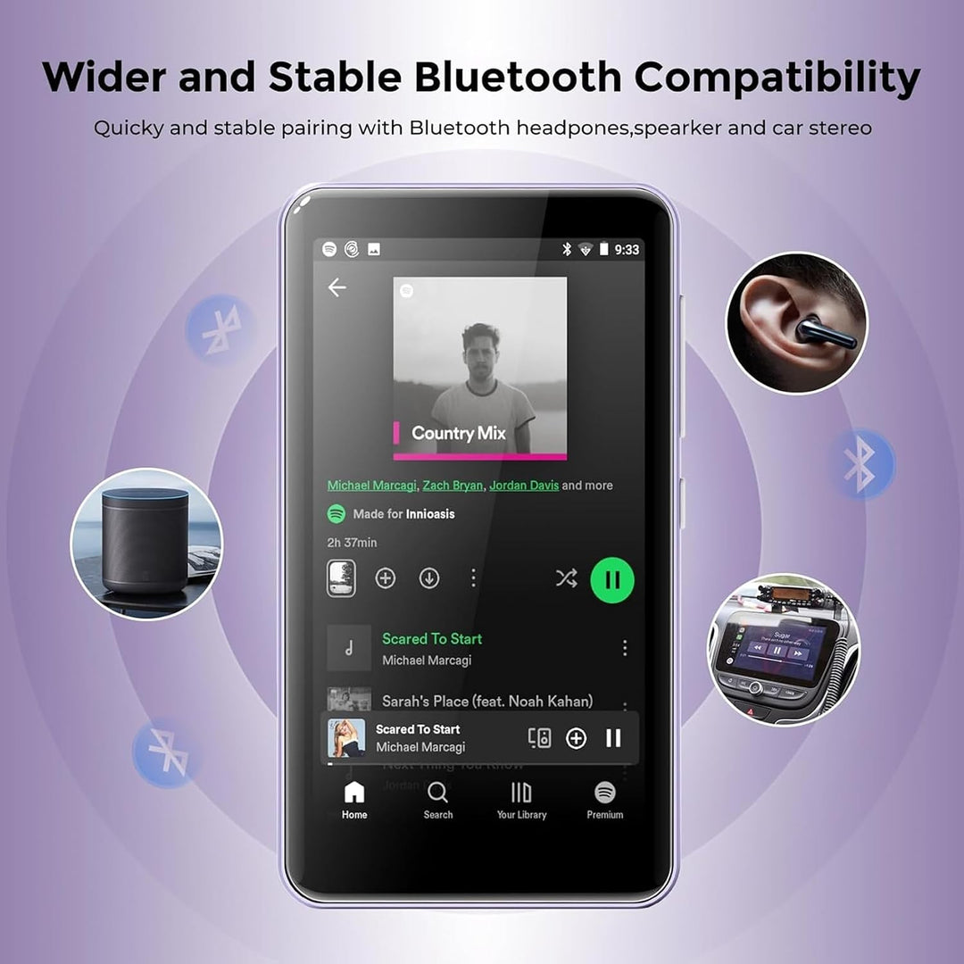 innioasis 16 GB MP3-Player mit Bluetooth und WLAN, MP3-Player, Apple Music, 4 Zoll Touchscreen, Andr