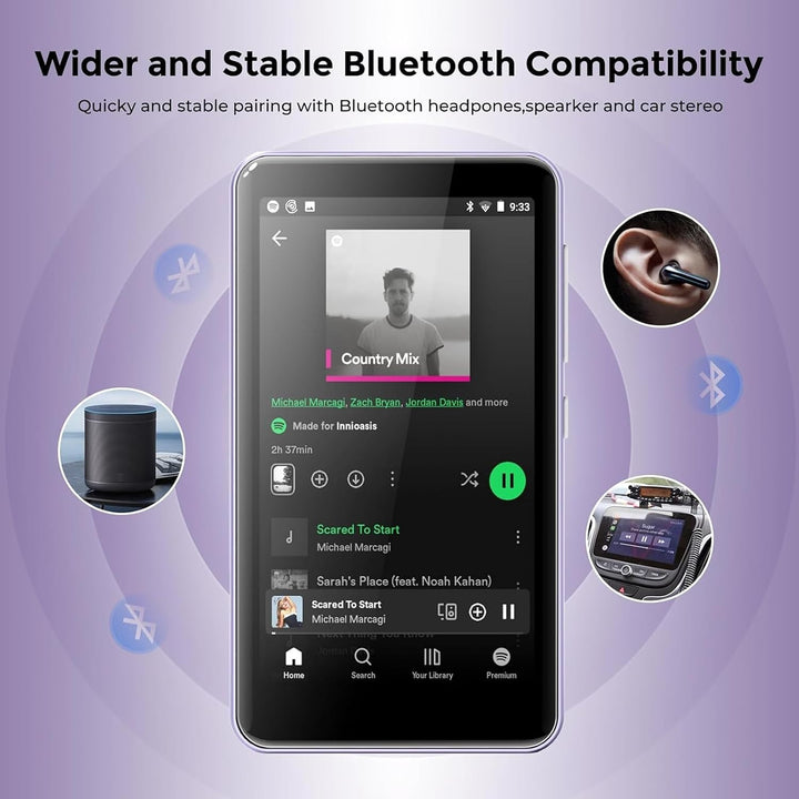 innioasis 16 GB MP3-Player mit Bluetooth und WLAN, MP3-Player, Apple Music, 4 Zoll Touchscreen, Andr