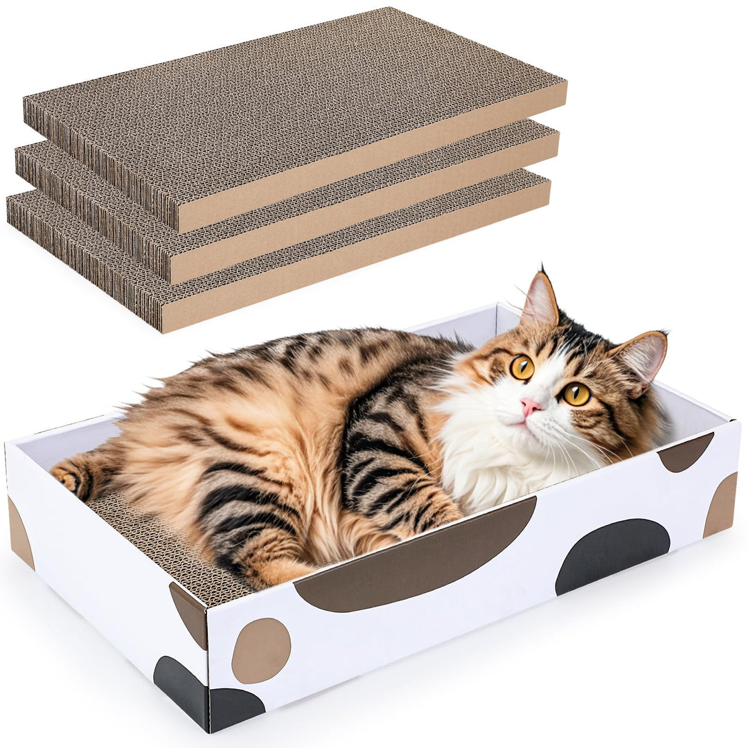 PETTOM 3 Stücke Kratzbretter Katzen, Kratzpappe für Katzen, Katzenkratzbrett aus Pappe, Kratzkarton