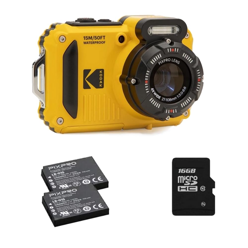 KODAK Pixpro Pack WPZ2 + 2 Batterien + 1 SD-Karte - Digitalkamera Kompakt 16M Pixel, Wasserdicht bis