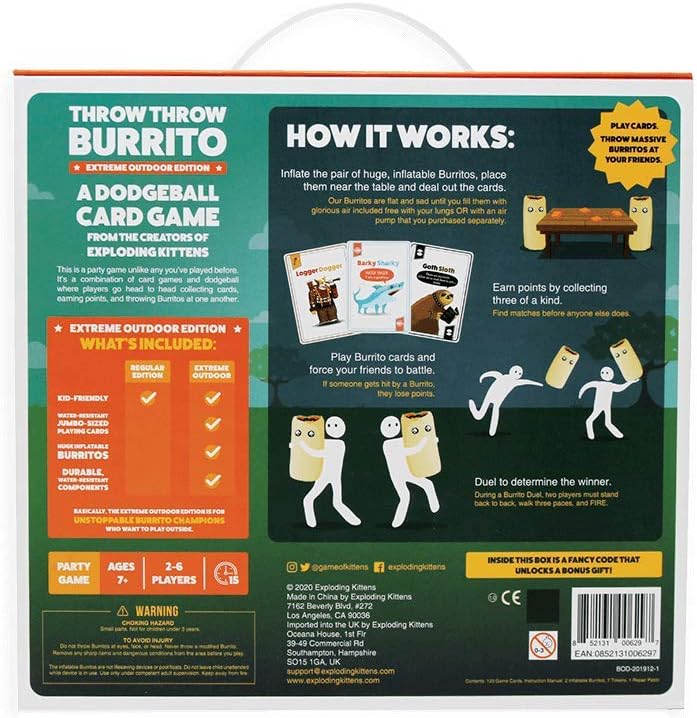 Exploding Kittens Throw Throw Burrito Extreme Outdoor Edition - Fun Family Card Games for Adults Tee