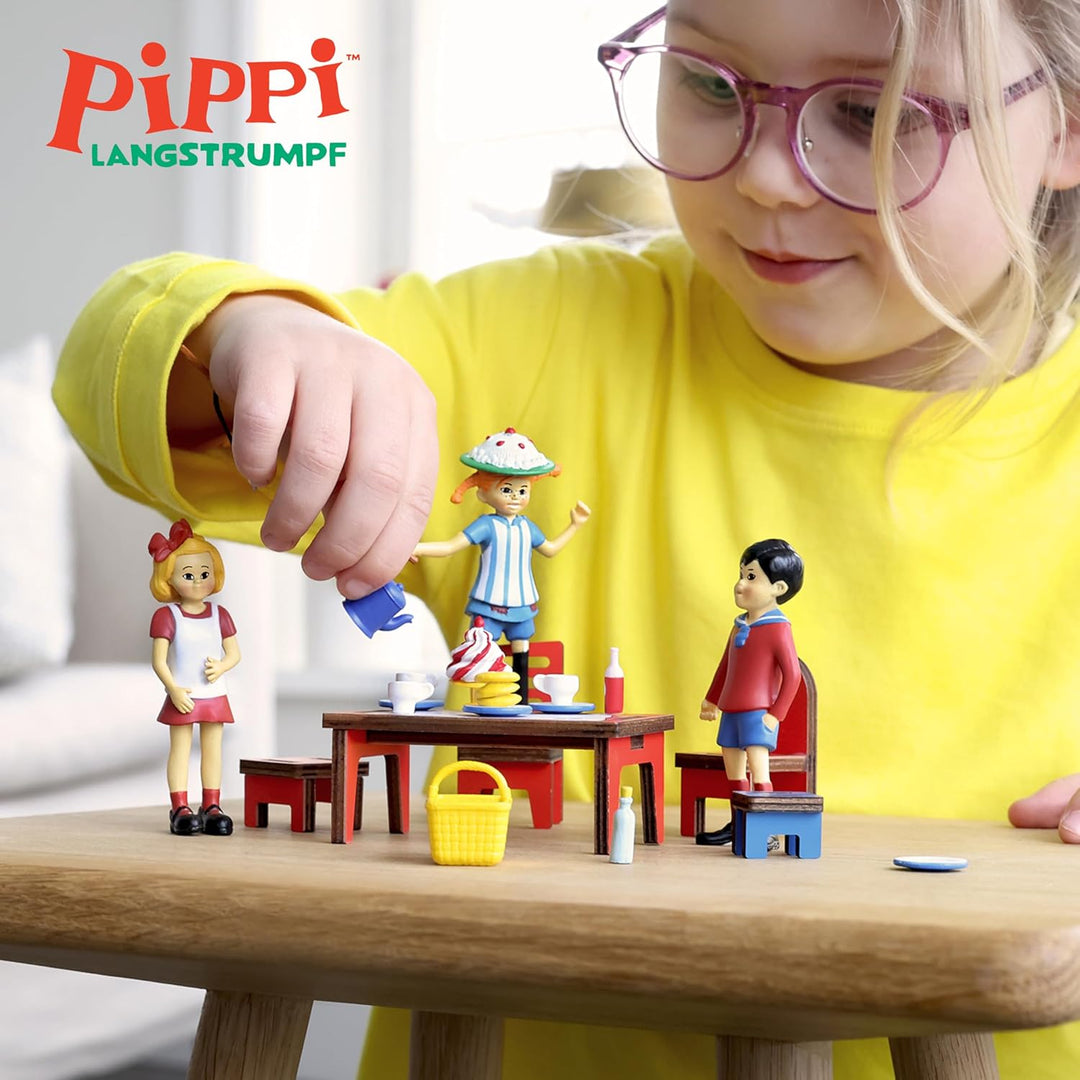 Pippi Langstrumpf Zubehör-Set Kaffeekränzchen – Offiziell Lizenziertes Produkt – Puppenhauszubehör f