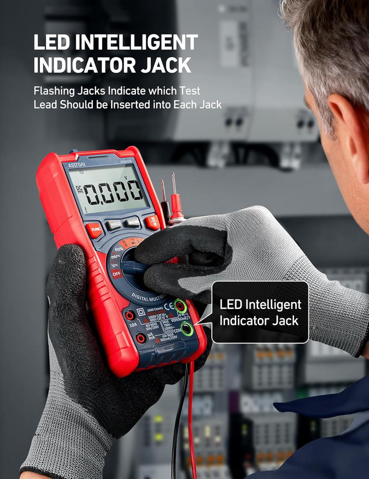 AstroAI Digital Multimeter mit NCV, True RMS Auto-Range 6000 Counts Spannungsprüfer Voltmeter, misst