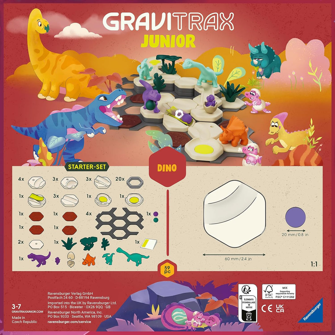 Ravensburger GraviTrax Junior Starter-Set S Dino 12020003 - Kugelbahn ab 3 Jahre - Murmelbahn und Ko