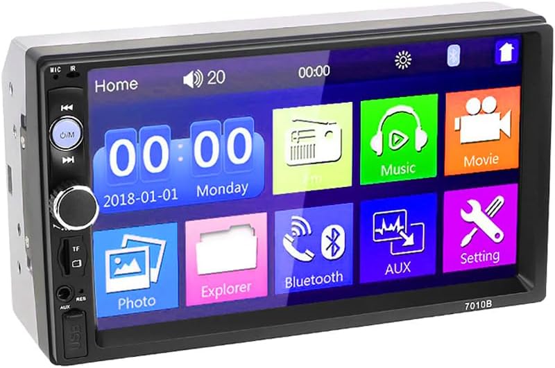 Retoo Autoradio mit Bluetooth USB Touchscreen, 7 Zoll Touch Display, 2DIN Media Receiver, Helligkeit