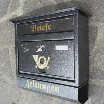 Naturholz-Schreinermeister Grosser Briefkasten/Postkasten XXL Anthrazit mit Zeitungsrolle und Montag