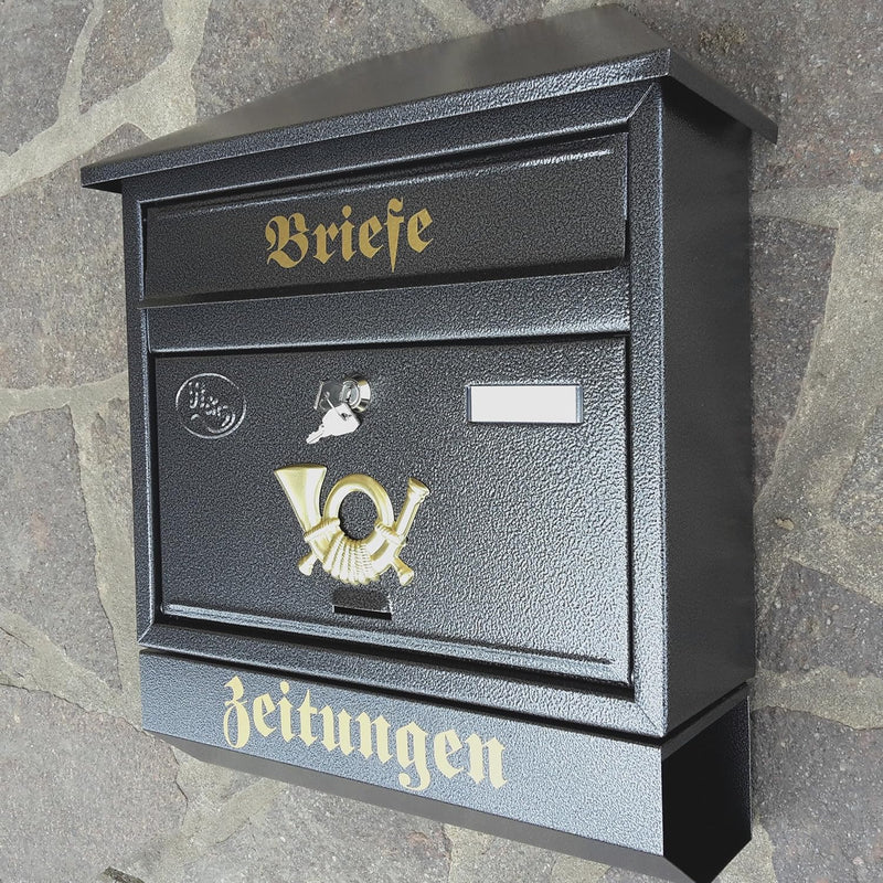 Naturholz-Schreinermeister Grosser Briefkasten/Postkasten XXL Anthrazit mit Zeitungsrolle und Montag