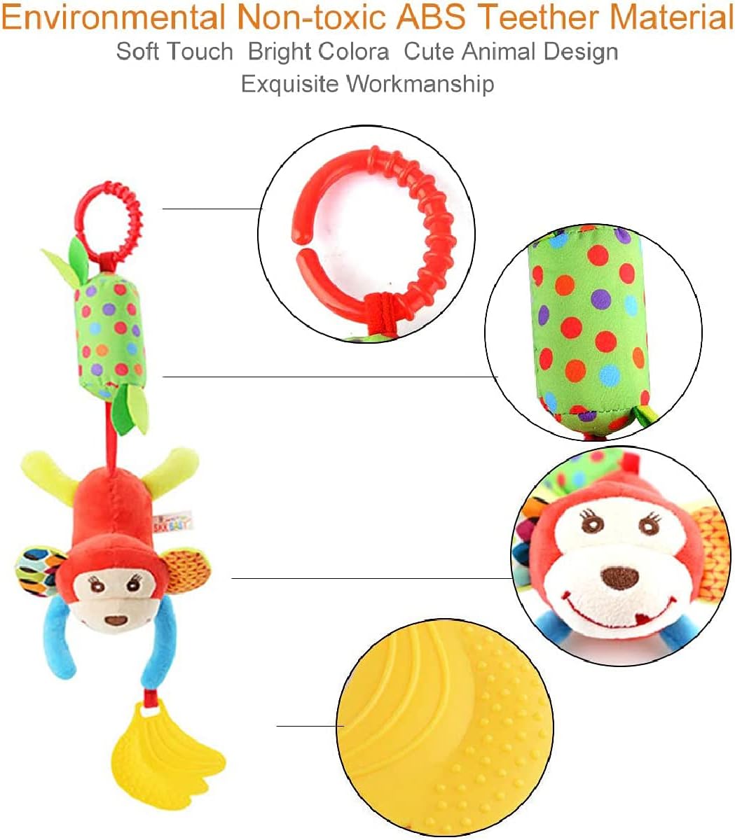 Evance Kinderwagen Spielzeug, 4Pcs Baby Hängespielzeug mit Rassel, Hängendes Rassel Spielzeug, Anhän