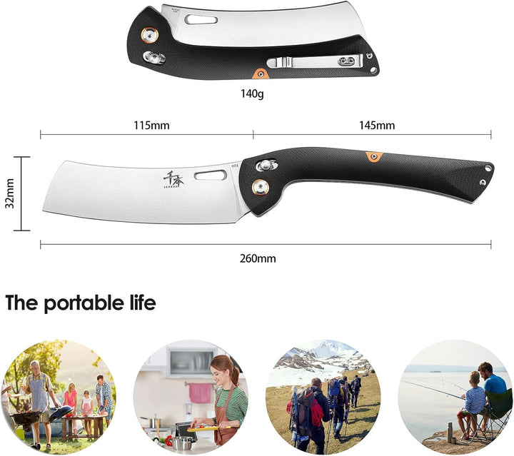 SENBON 440 Sharp Falten Chef Messer G10 Griff Küchenmesser Camping Outdoor Back Clip Tragbares Obst
