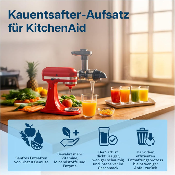 Entsafter Aufsatz für KitchenAid Standmixer von MMOBIEL – Slow Juicer Kaltentsafter & Frucht- und Ge