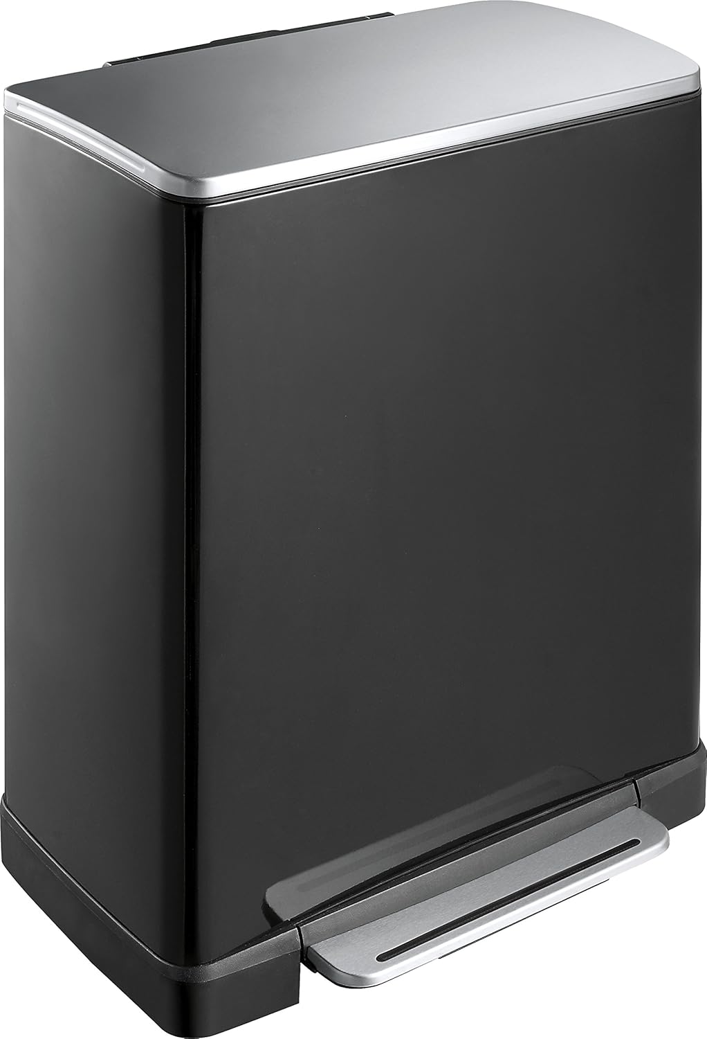 EKO E-Cube Tretmülleimer 50L Metall (34.5 x 50 x 65 cm, Dämpfer-System, Fingerabdruck frei, Stay-Ope