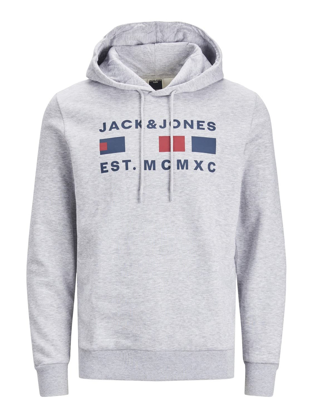 Jack & Jones Men's JCOFREDDIE Sweat Hood FST Hooded Sweatshirt, Light Grey Melange, XL