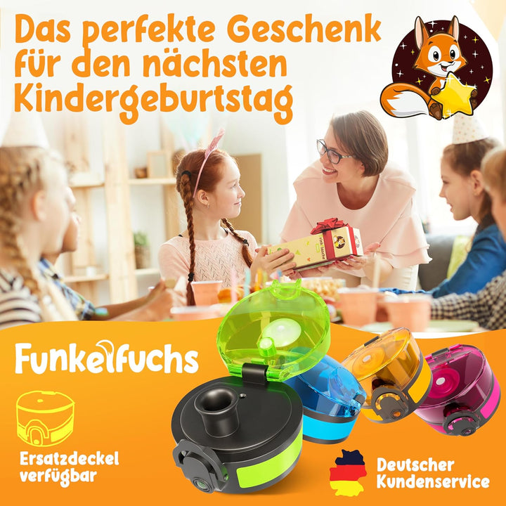 Funkelfuchs® - Trinkflasche für Kinder – 500ml, Grün – Kohlensäure geeignet - 100% auslaufsicher - W