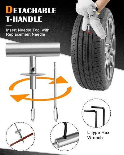 MAIKEHIGH Reifenreparaturset, Reifen Reparaturset Auto - 69 Stück Reifen Reparatur Set für ATV, LKW,