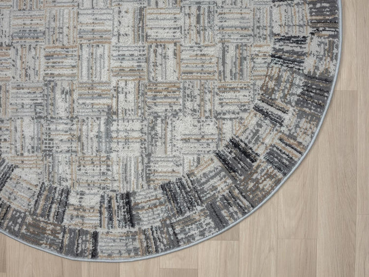 MY-RUG Teppich Ola rund Creme 120 x 120 cm Runder Esszimmerteppich in kurzflor, Badezimmerteppich in