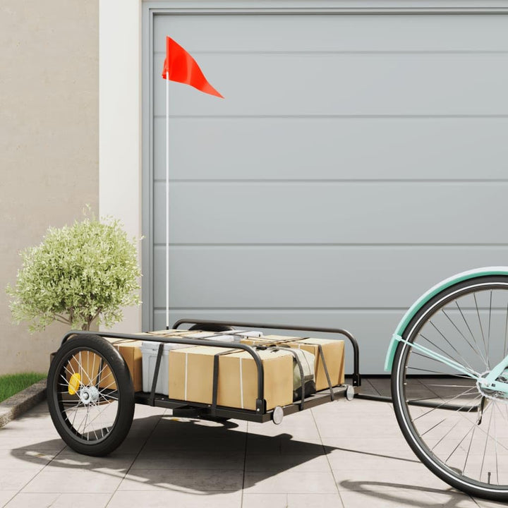 Fahrradanhänger Schwarz 135x70x Eisen für Lastentransport mit, klappbar, gefedert, mit Kupplung, Sic