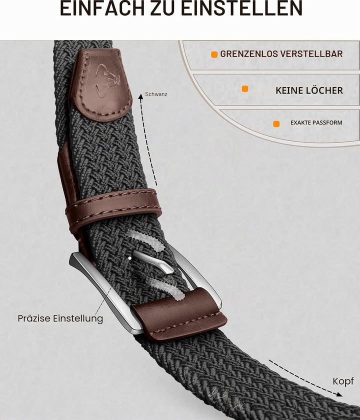 BULLIANT Elastischer Flechtgürtel 2er, Gürtel Herren 35mm | Herren &amp; Damen Geflochten Stretch Golf S