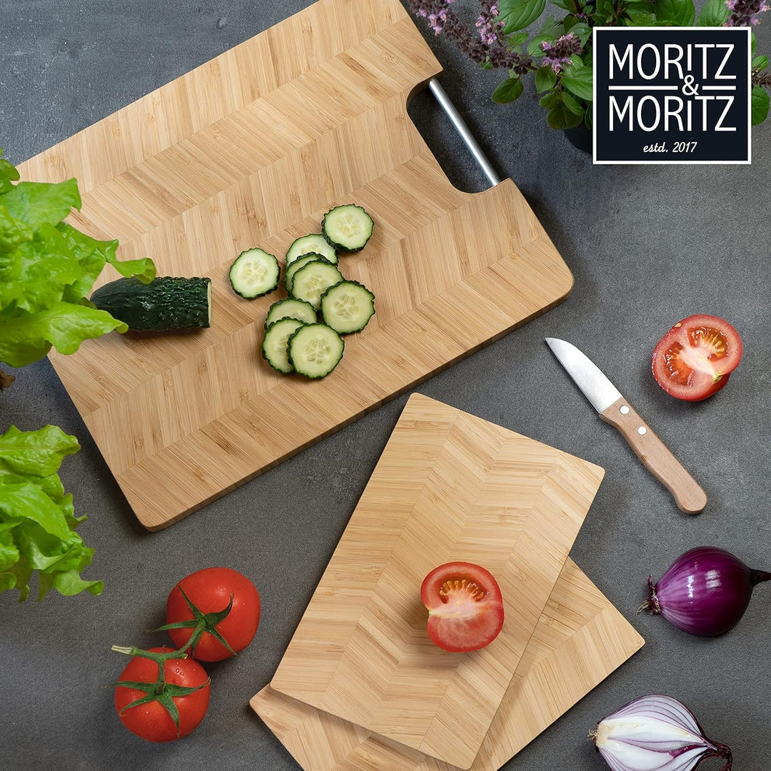Moritz & Moritz 2x Schneidebrett Bambus Klein - 23 x 14,5 cm - Frühstücksbrettchen Bambus Set - Schn